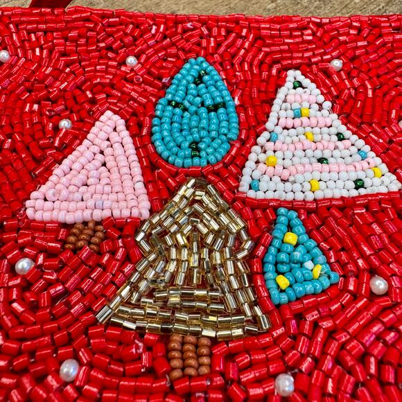 Beaded Holiday Coin Purse Christmas Gift Stocking Travel Pouch NEW FAST SHIP - Picture 3 of 5